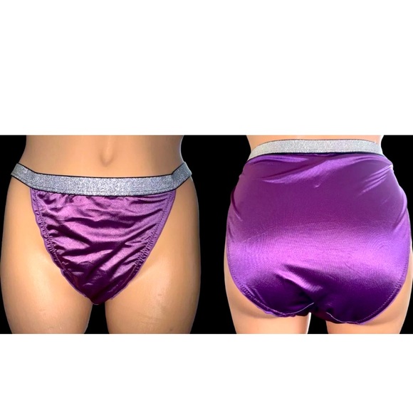 Other - VTG Style 2nd Skin Satin shiny wetlook sissy panties String bikini XL NEW Purple